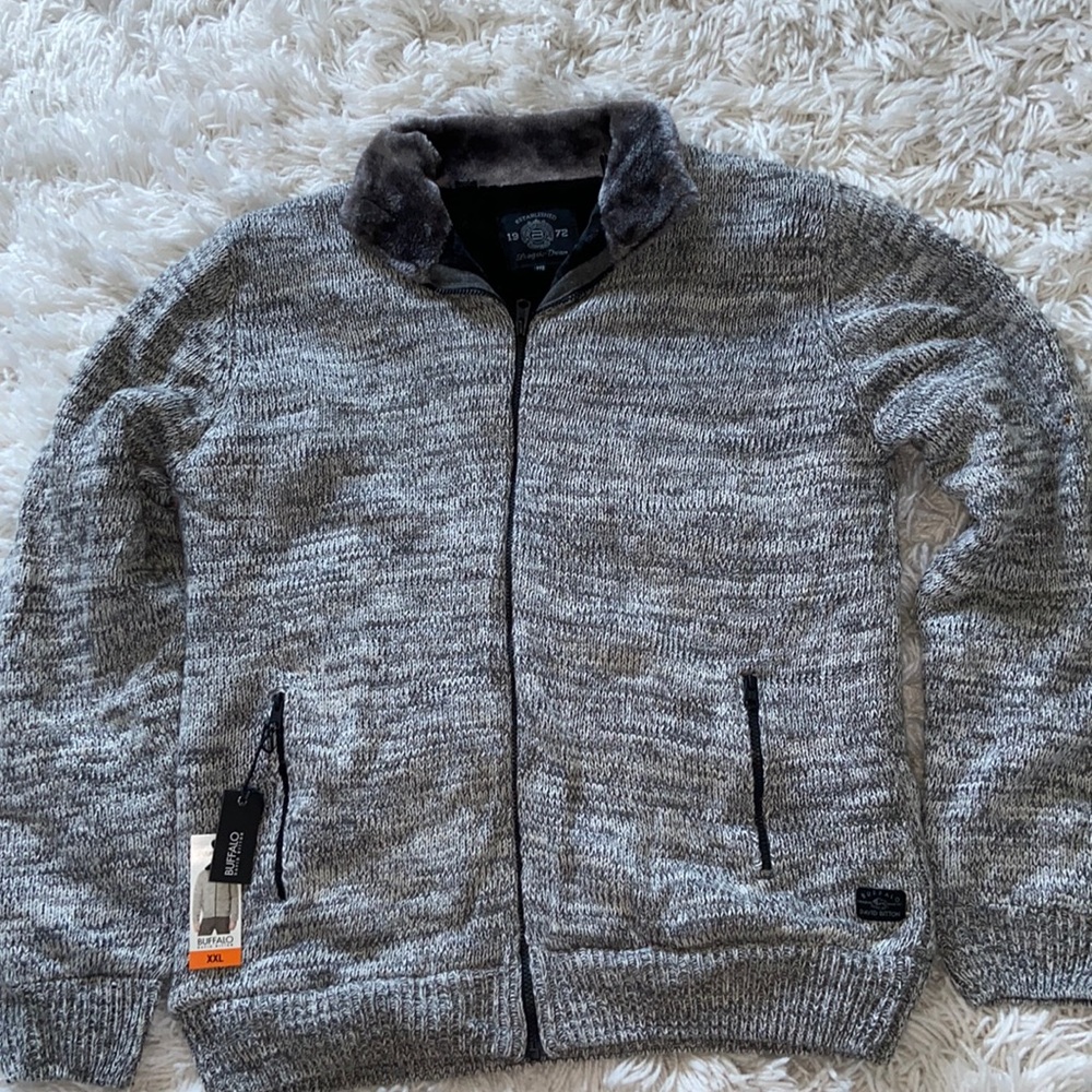 Buffalo Mens Sherpa Mock Neck Jacket XXL Gray New